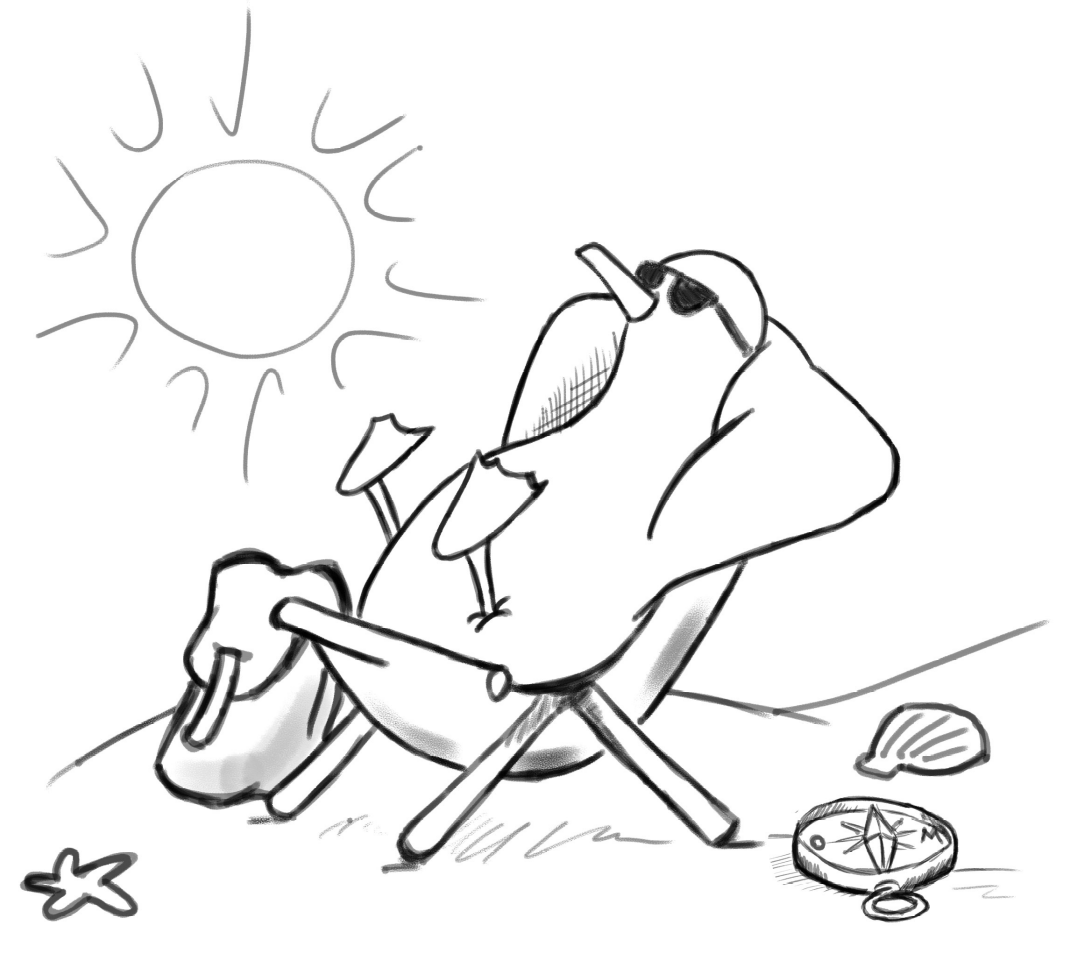 Duck on beach chair (Drawing)