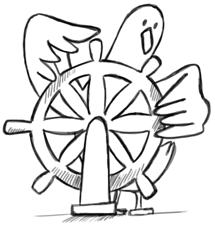 Duck on rudder (drawing)