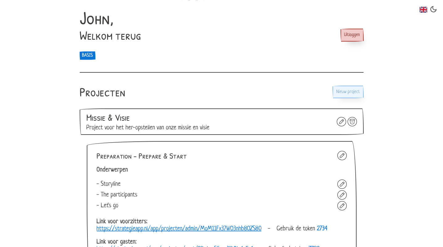 Projectoverview page