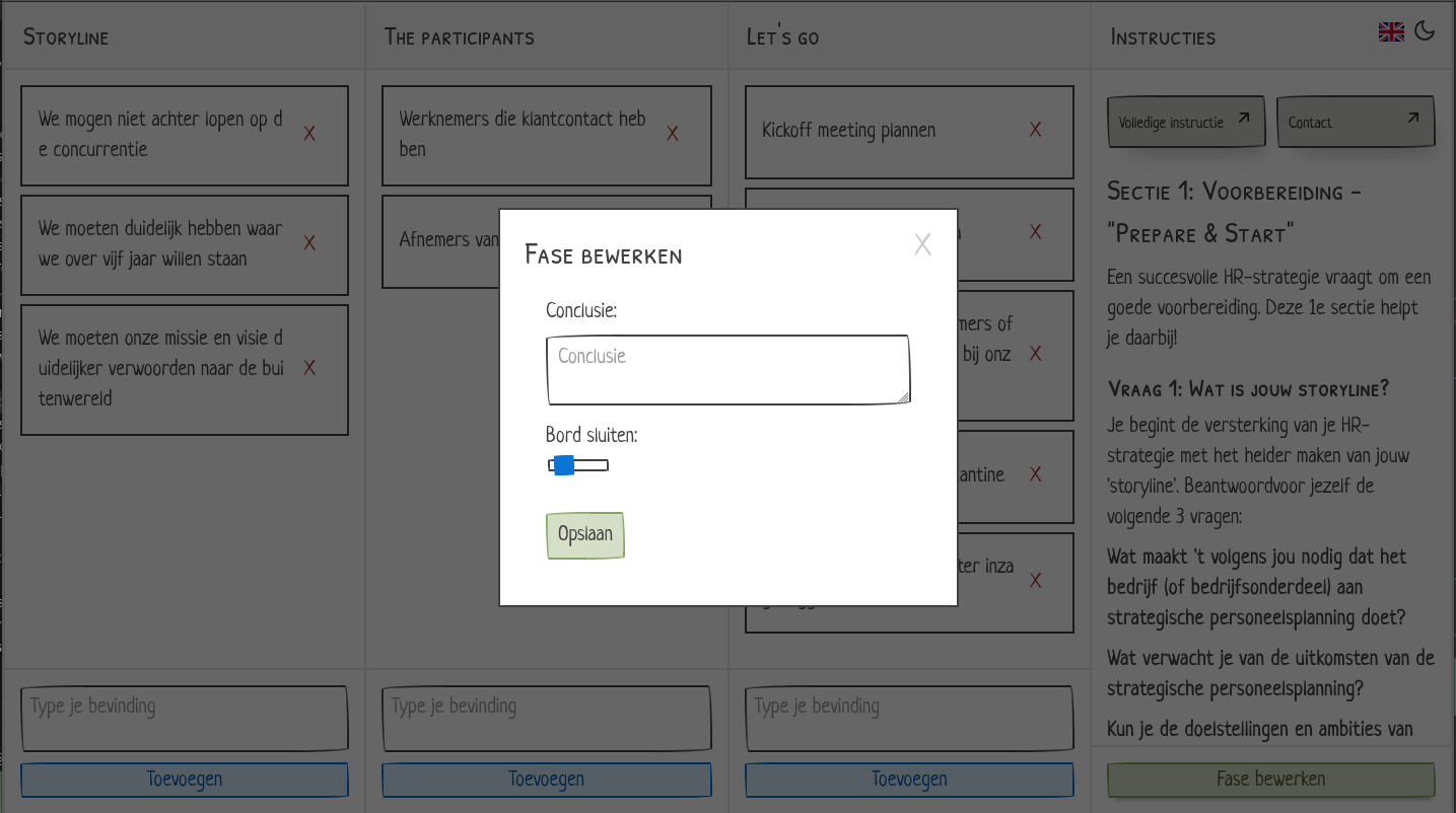 Bord page with dialog